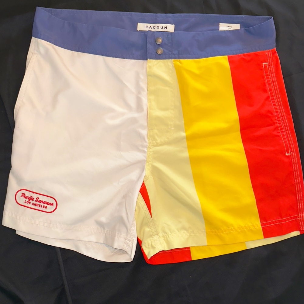 PacSun Men’s Swim Trunks | Size 32 | Colorblock Retro Boardshorts | No Liner